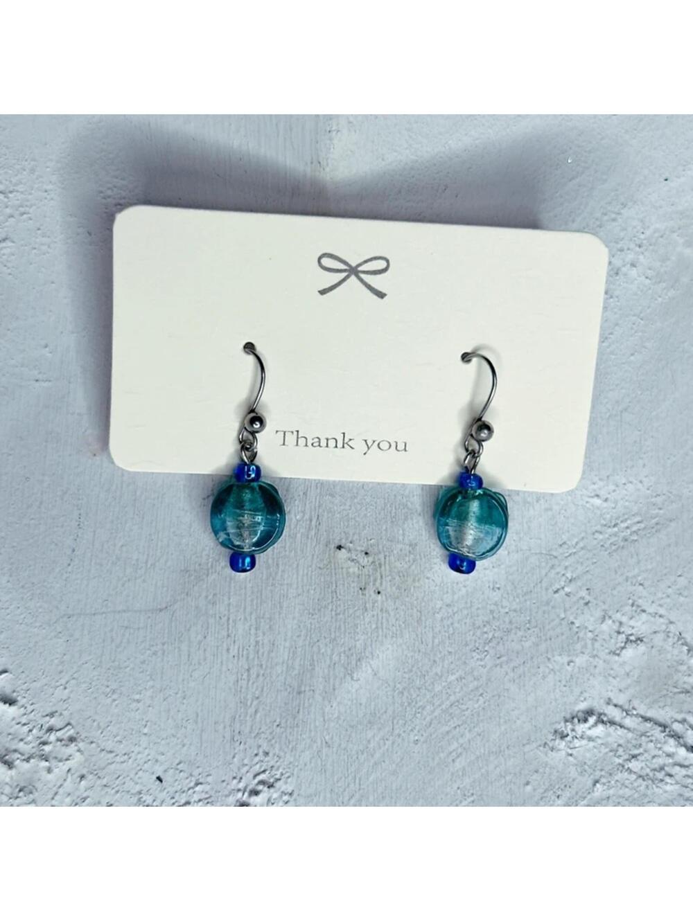 762u. Aqua Glass Earrings